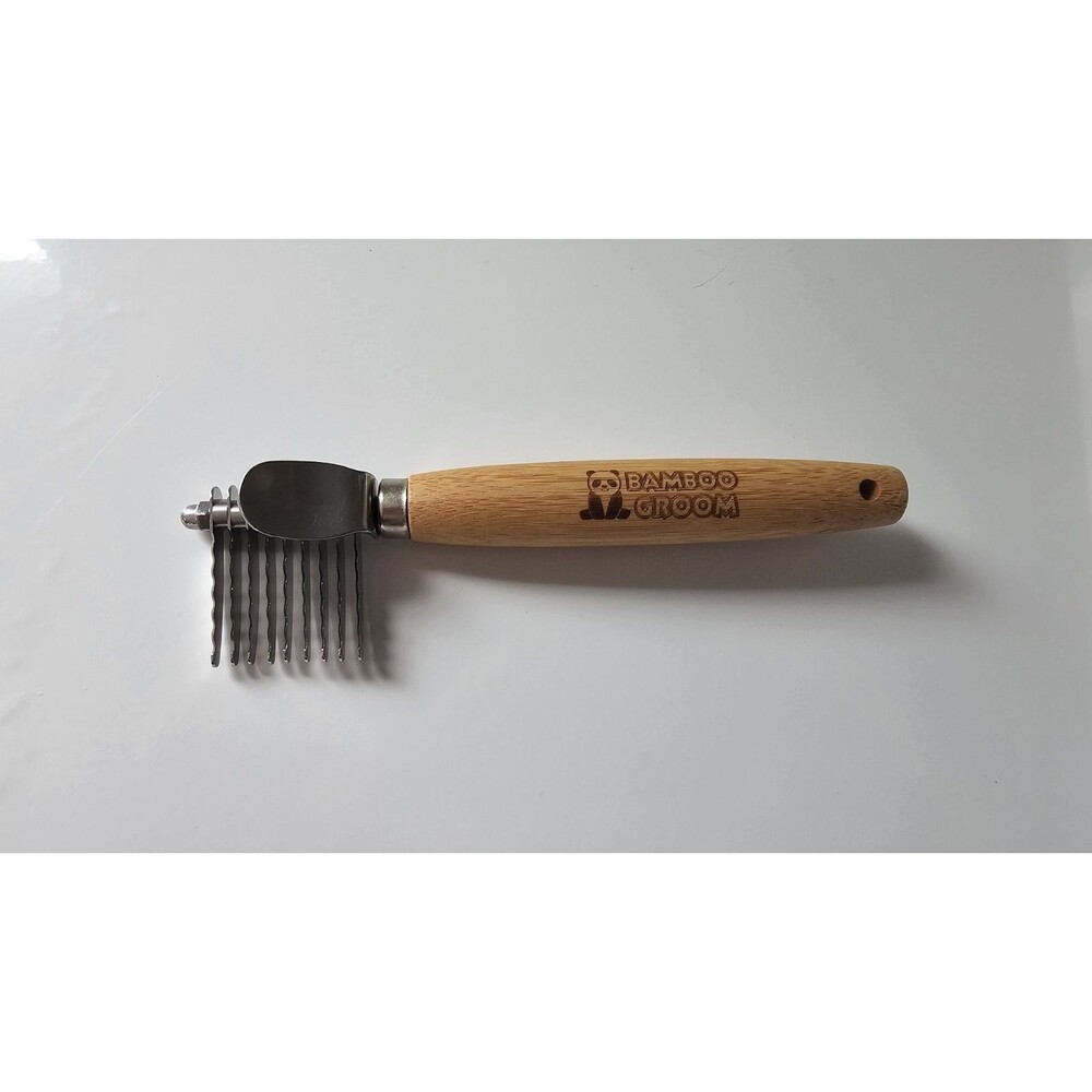 Bamboo Groom Stainless Steel Grooming And Dematting Rake